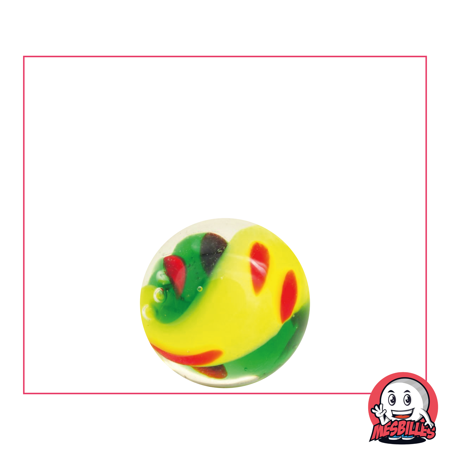 Yin-Yang Marble, Green opacity and transparency, 16 mm glass marble, very popular art marble