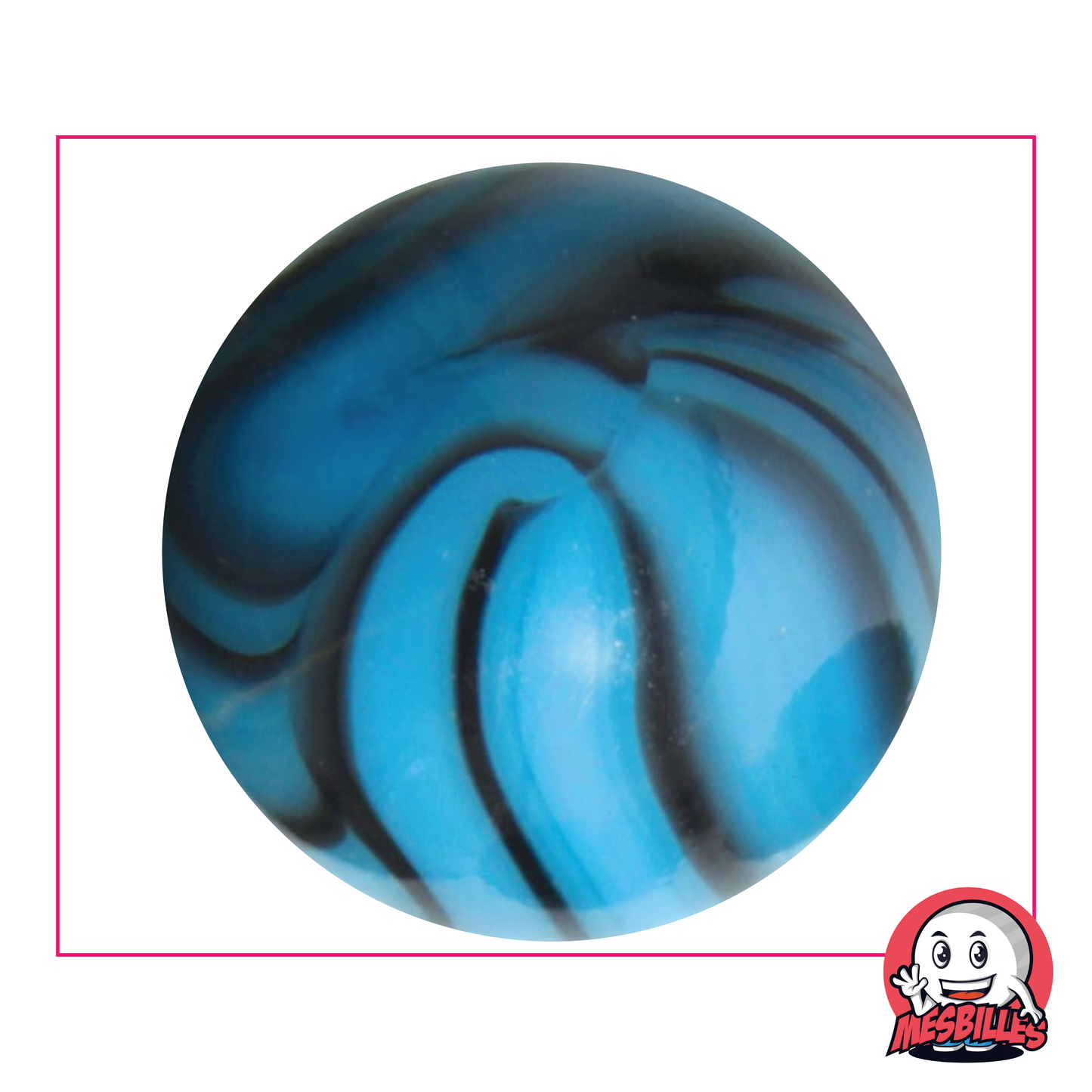 50 mm Zebra Turquoise marble, turquoise blue with dark brown stripes, large, extra-large marble