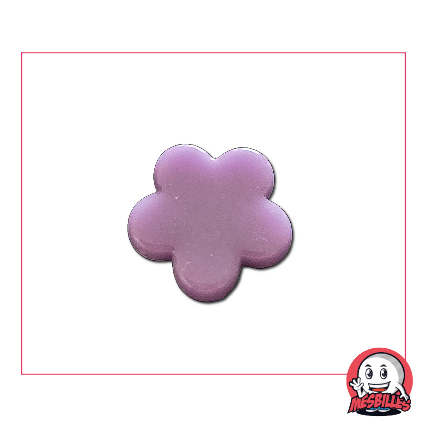 Extra-flat light purple Pearl marble flower - isolated front view on a neutral background.