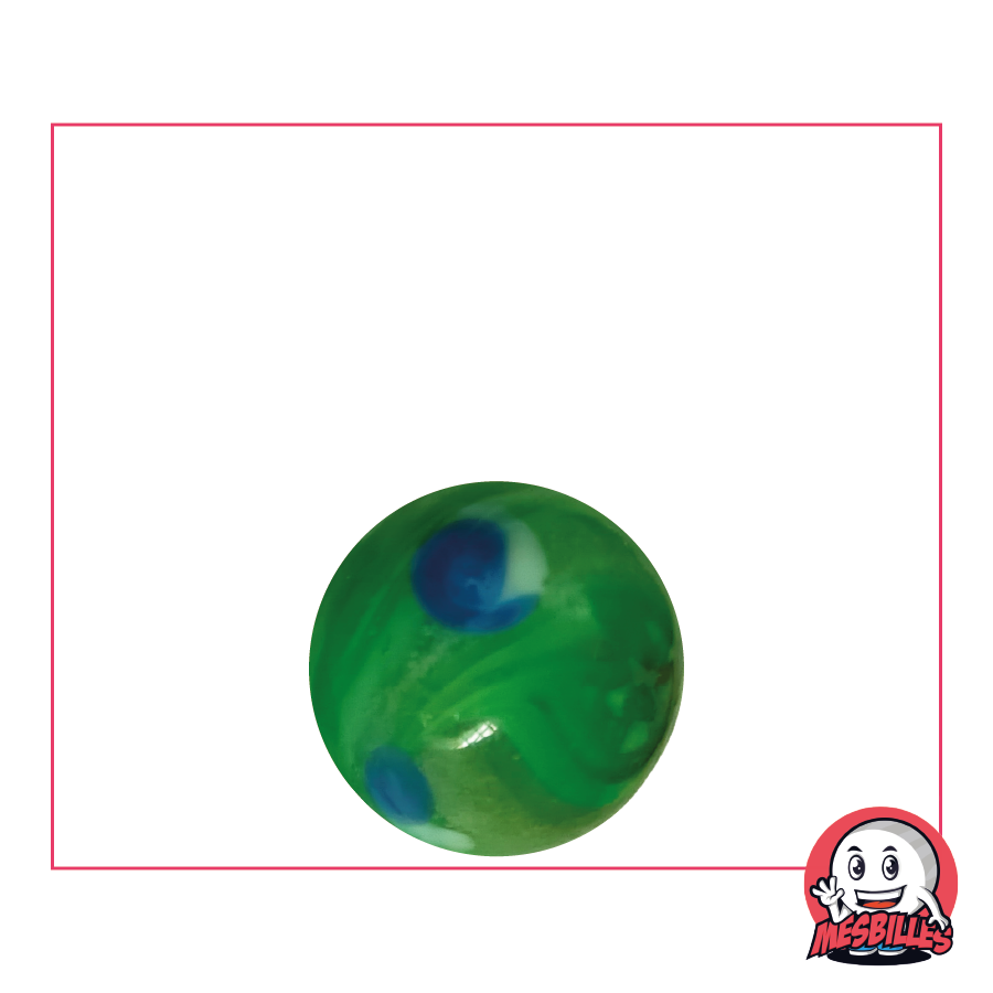 Kim'Play Marbles, Green Galactika marbles, 16 mm opaque glass marbles.