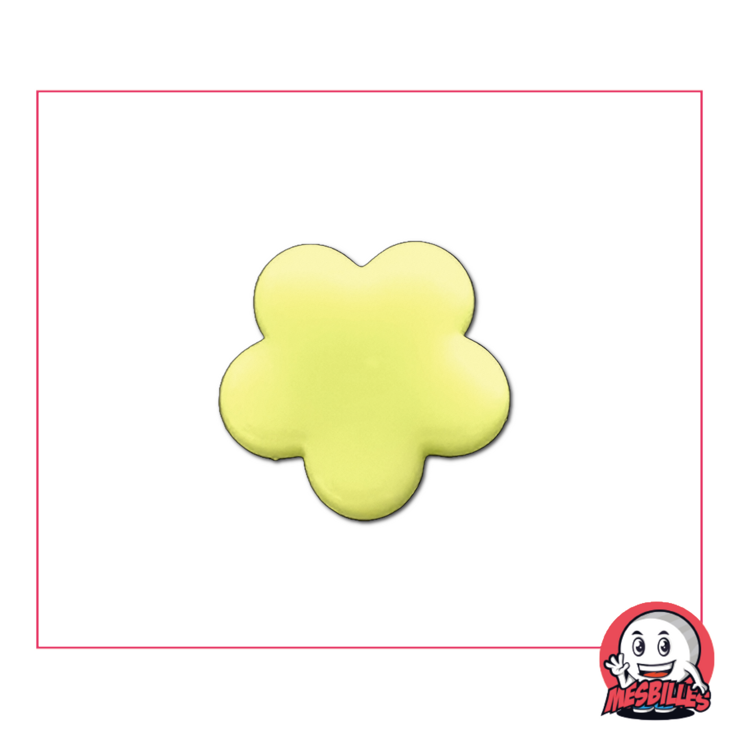 Extra-flat marble flower pearl green Yellow - isolated front view on neutral background