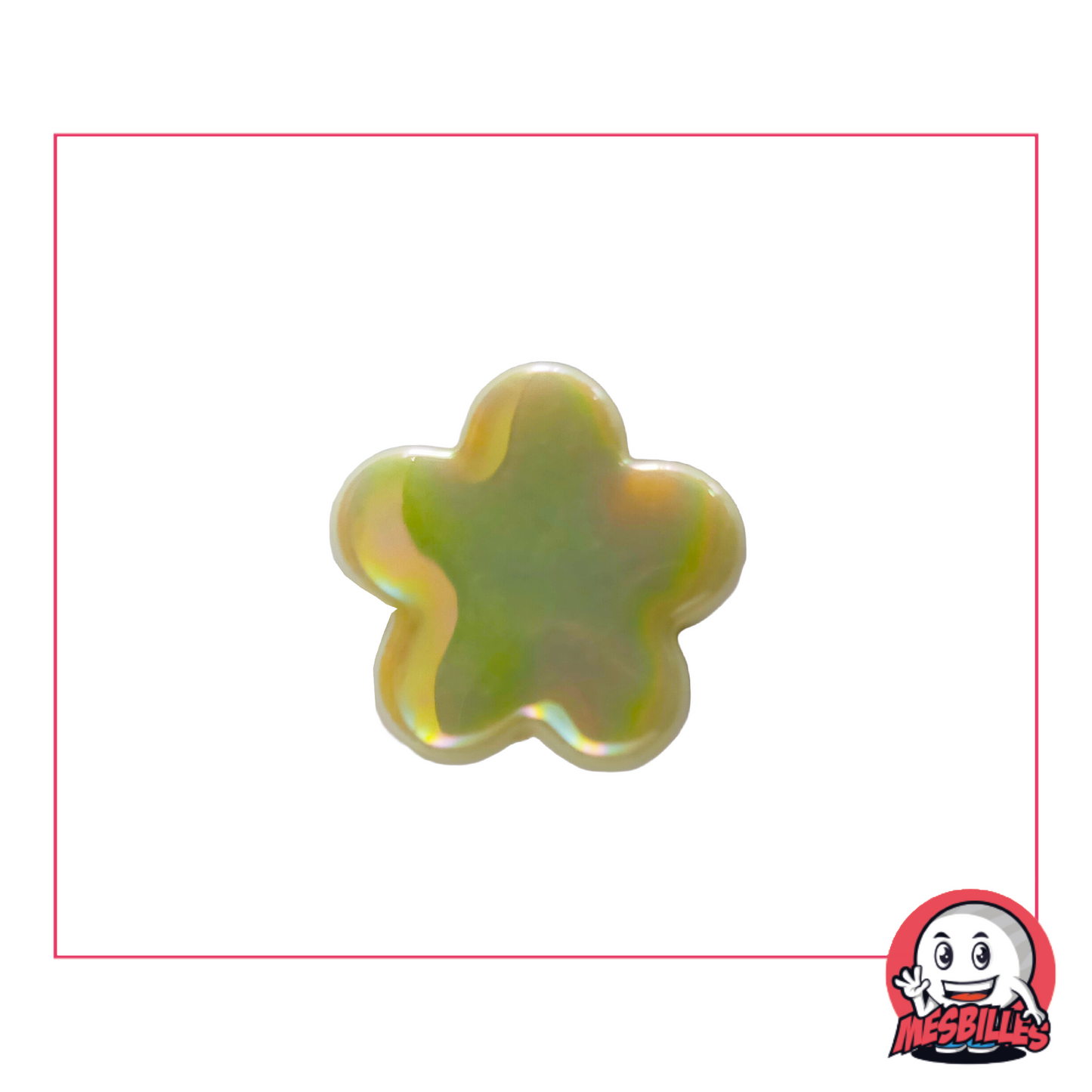 Extra-flat Flower Marble in Shiny glass with a pearly sheen: for decorating, playing and collecting.