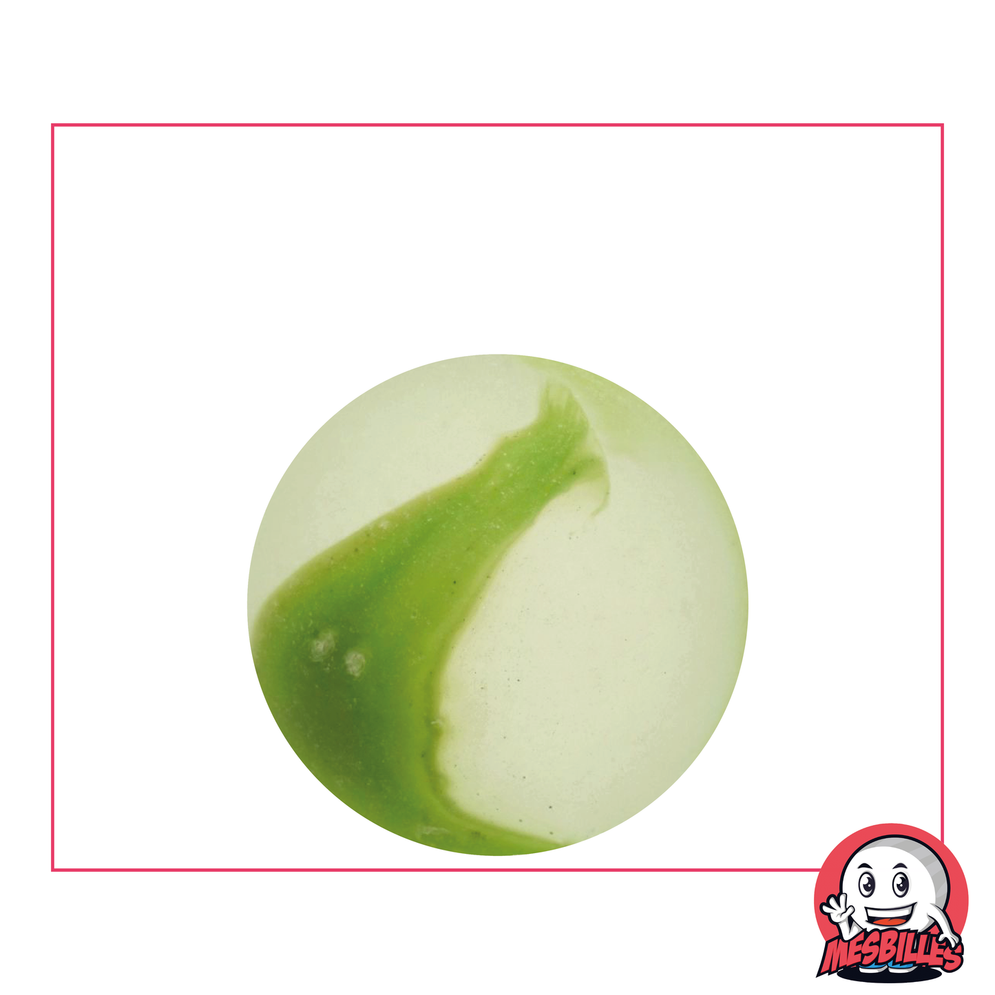 My-Glassmarbles - Glass Bead Frosted, Green Striated Marble 25mm