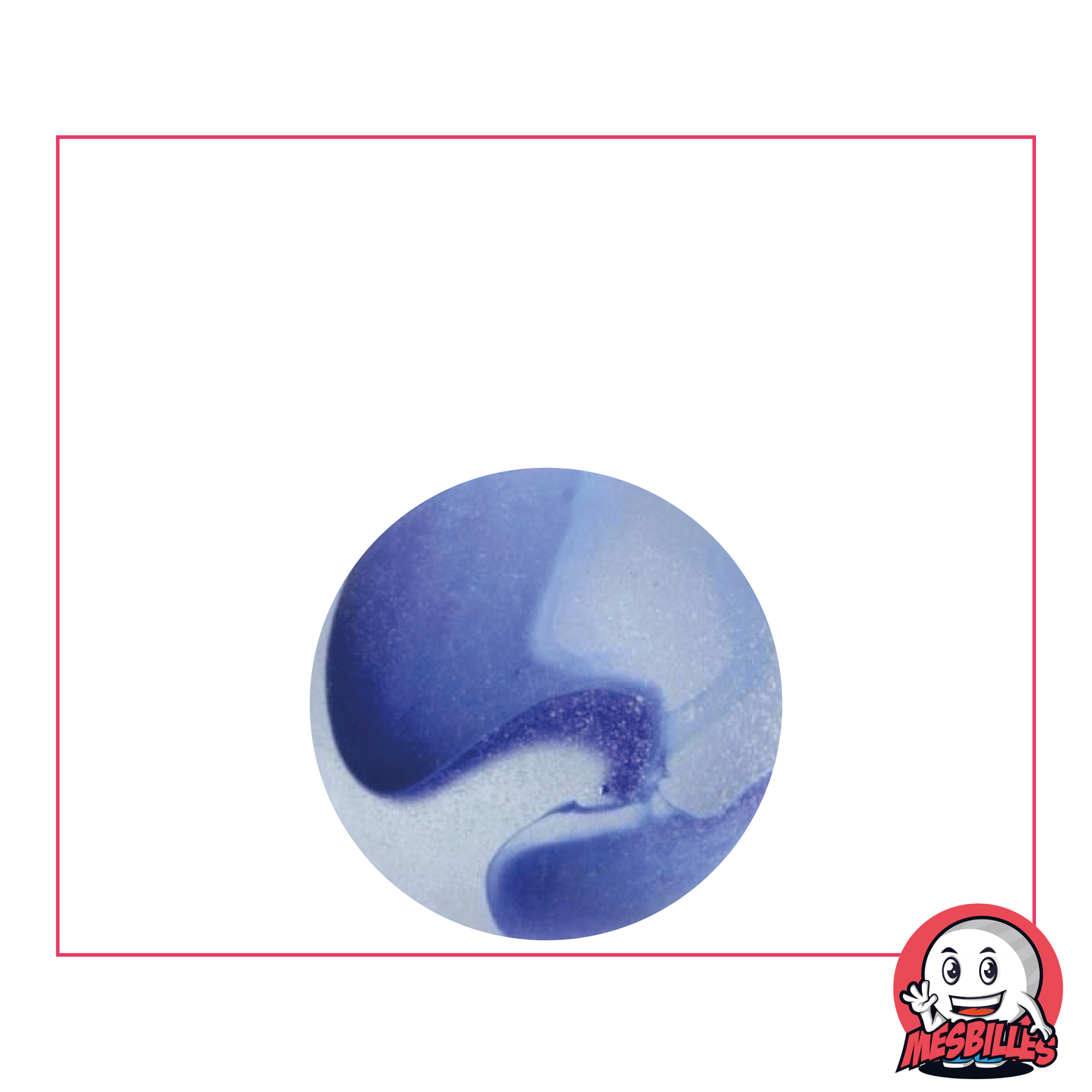My-Glassmarbles - Frosted Glass Marble with Blue Stripe 22 mm