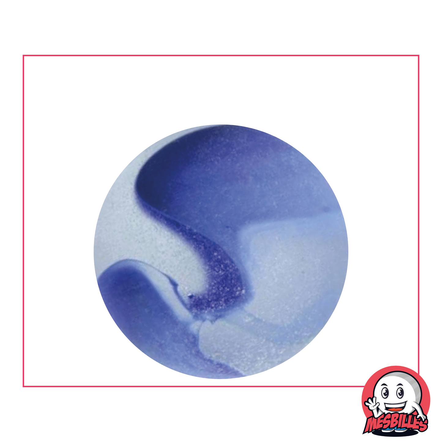 My-Glassmarbles - Frosted Glass Marble with Blue Stripe 35 mm