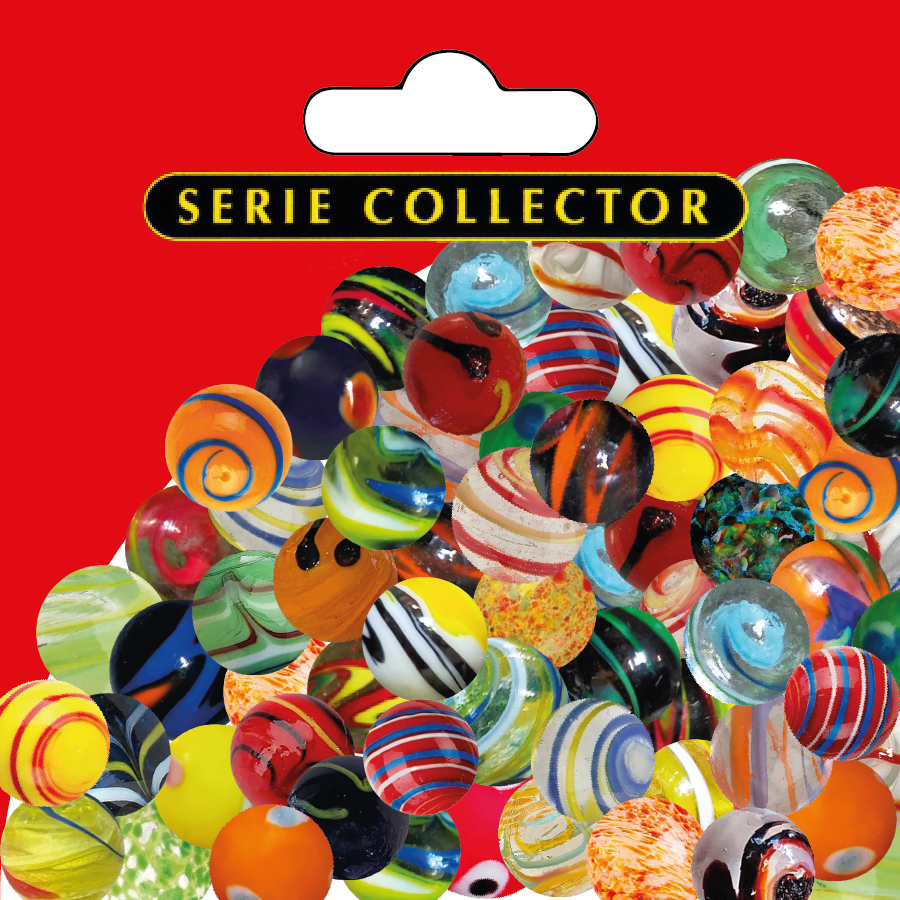 Visual of the Collector Kim'Play marble collection – multicolored, striped, marbled, and vintage marbles from the cult series, sold individually