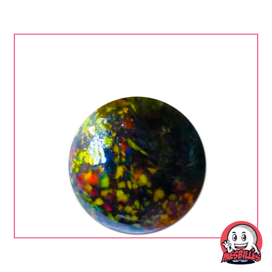 25 mm Kim'Play Collector Marble covered in coloured spots from the My-Glassmarbles Black Marbles collection
