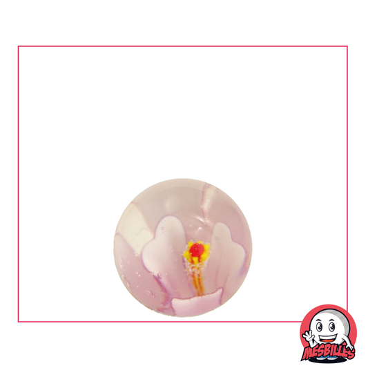 Marble Art Flower 3D 16 mm, transparent marble with pink flower inlay, Unique Marble Art