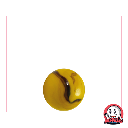 Opaque Yellow Marble Bead with Brown stripes 14 mm - MesBilles