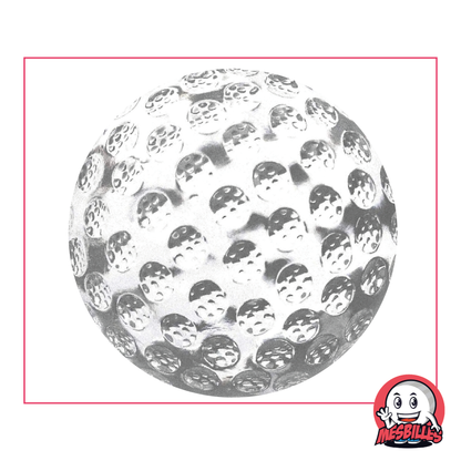Photo of a 60 mm Marble in translucent glass, with golf ball relief, sold individually on My-Glassmarbles.