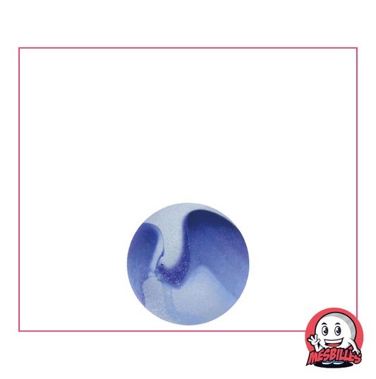 My-Glassmarbles - Frosted Glass Bead, Blue Striated Marble 14 mm