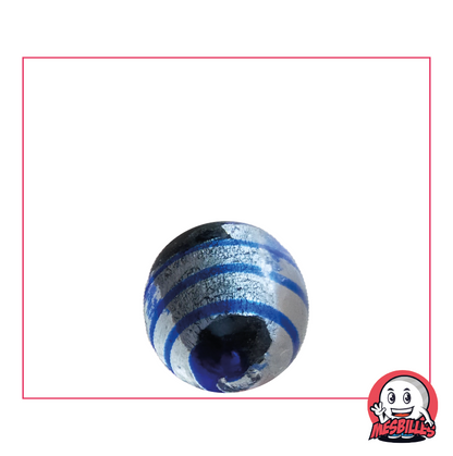 My-Glassmarbles Dragon Eye Marble, 16mm, semi-opaque silver, blue striped