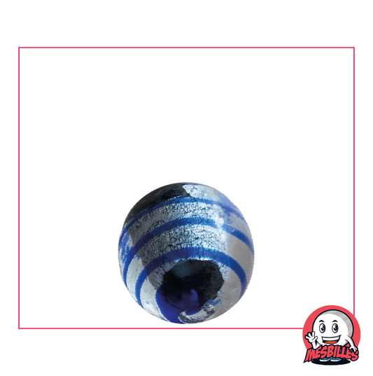 My-Glassmarbles Dragon Eye Marble, 16mm, semi-opaque silver, blue striped