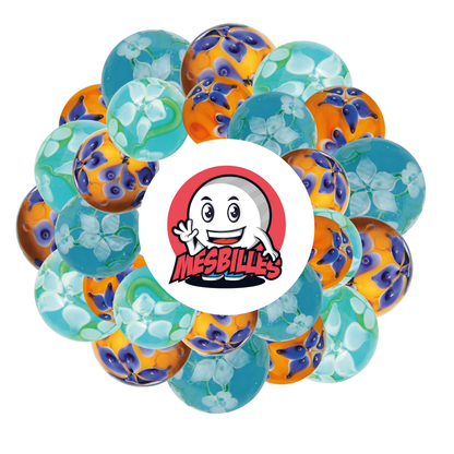 1 Marble Art Crown Flower Orange 16 mm