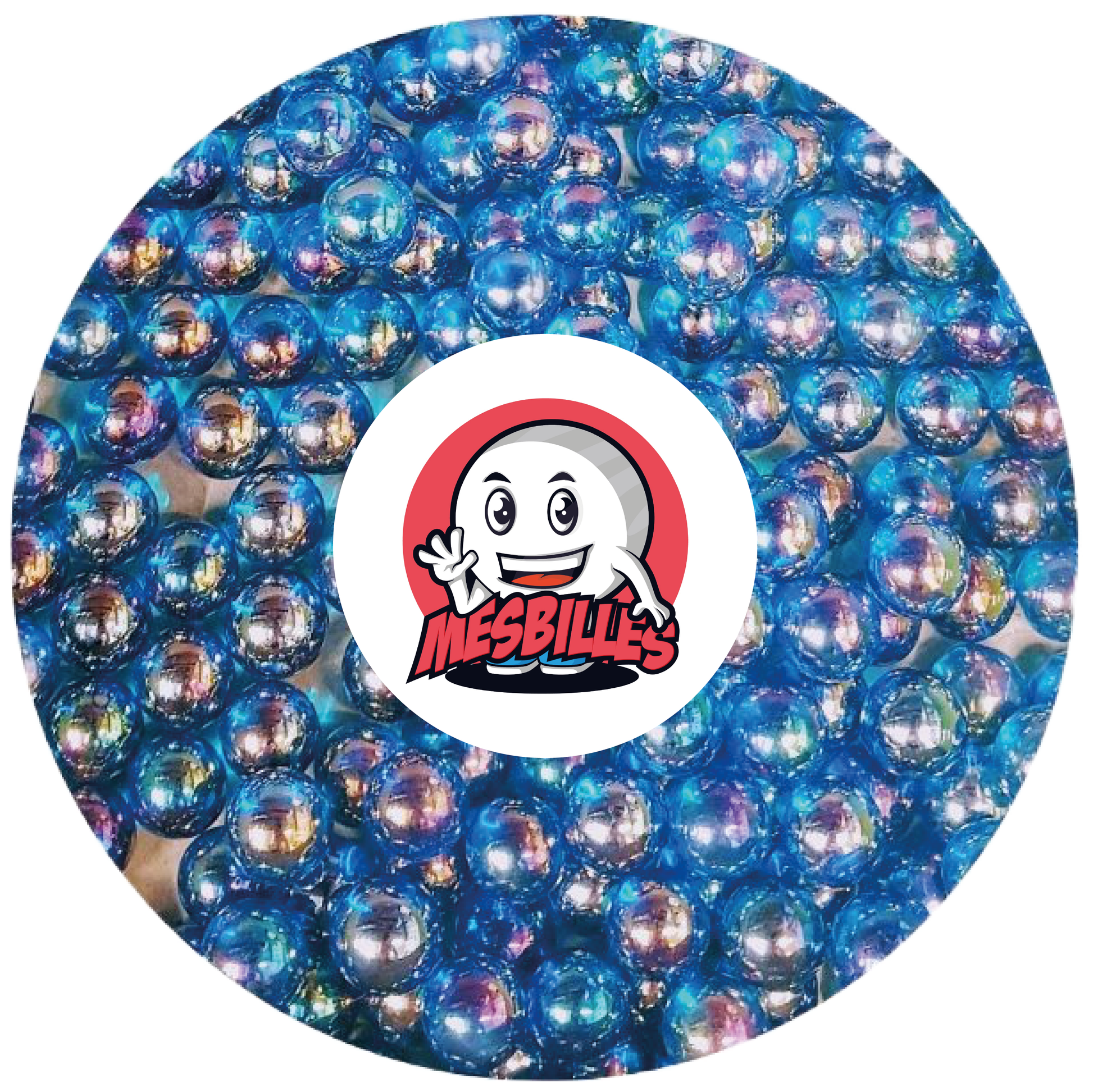 Dive into an ocean of fun with this 25 mm translucent blue Marble with Iridescent reflections. At My-Glassmarbles, we're not content with an ordinary blue Marble, we're offering you a real little aquatic planet. Who needs a holiday when you can surf a translucent blue wave at home?