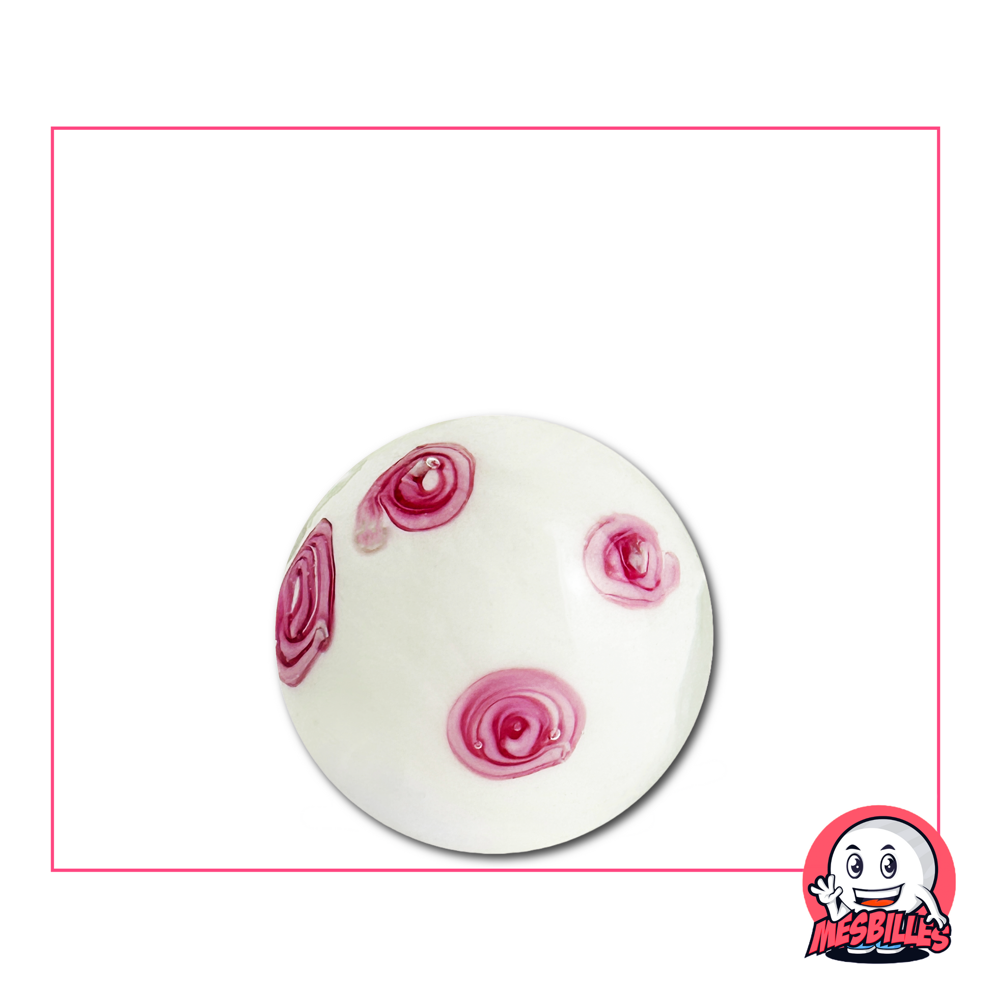 22 mm hand-crafted white Marbles decorated with delicate pink flowers, symbolising the freshness and ephemeral beauty of Japanese spring.
