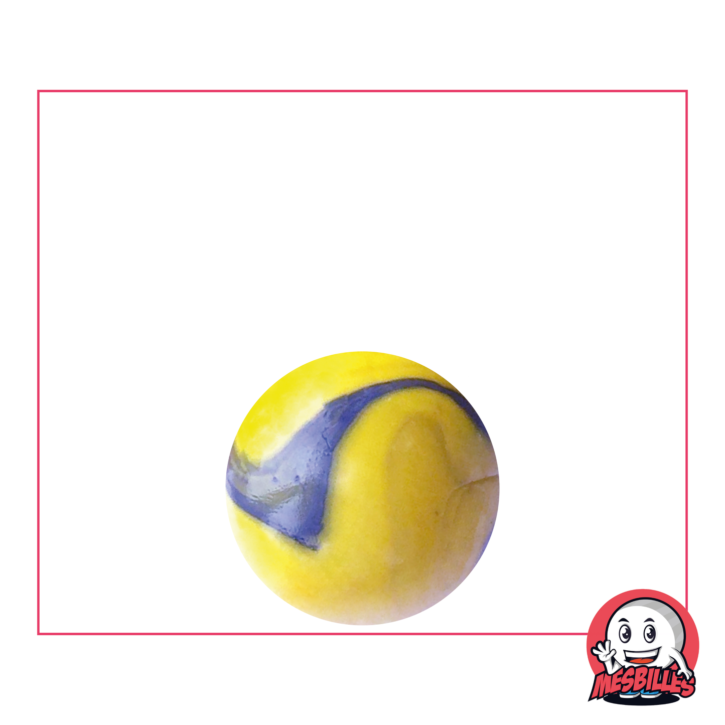 1 Marble Gauguin 16 mm in Yellow opaque glass decorated with blue arabesques
