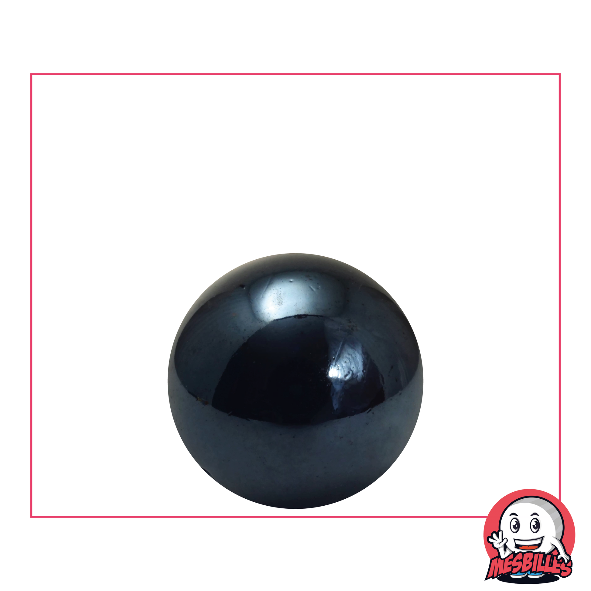 My-Glassmarbles - Glossy Black Pearlescent Shiny Opaque Bead 22 mm