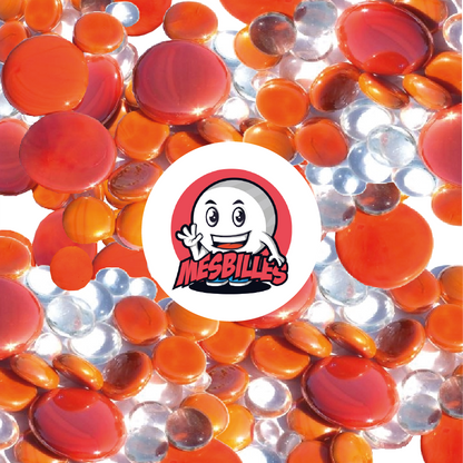 My-Glassmarbles - 250 gr Flat Marbles, orange mix, 30mm, 18mm, 12mm, opaque and transparent