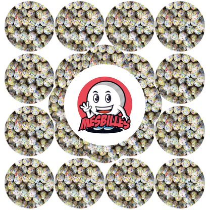 14 mm white opaque Marble with Multicolored Chips - My-Glassmarbles