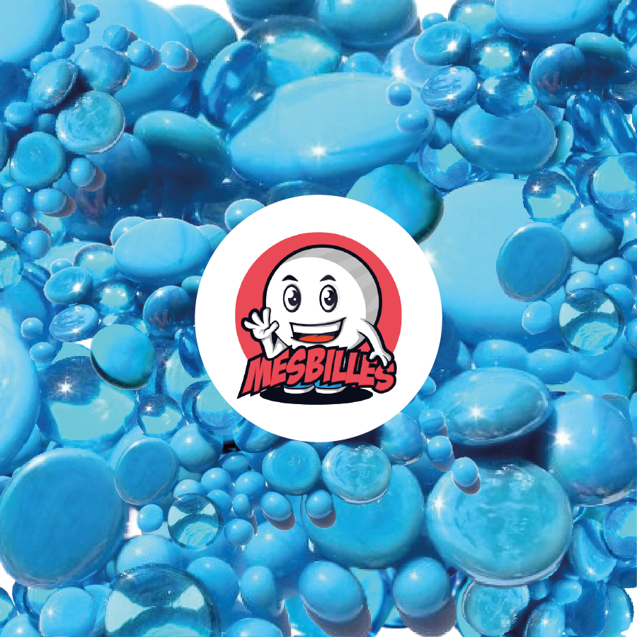 My-Glassmarbles Mascot - Blue turquoise shiny opaque glass Flat Marbles 12mm-30mm