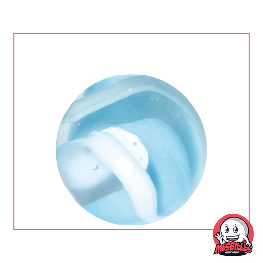 Marble Snow, 35 mm marble with blue and white motifs: a playful touch of winter.