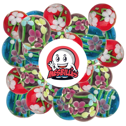 1 Marble Art Stem Flower Red 22 mm
