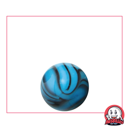1 Marble Zebra Turquoise 16 mm Blue Turquoise opaque glass marble with black zebra stripes