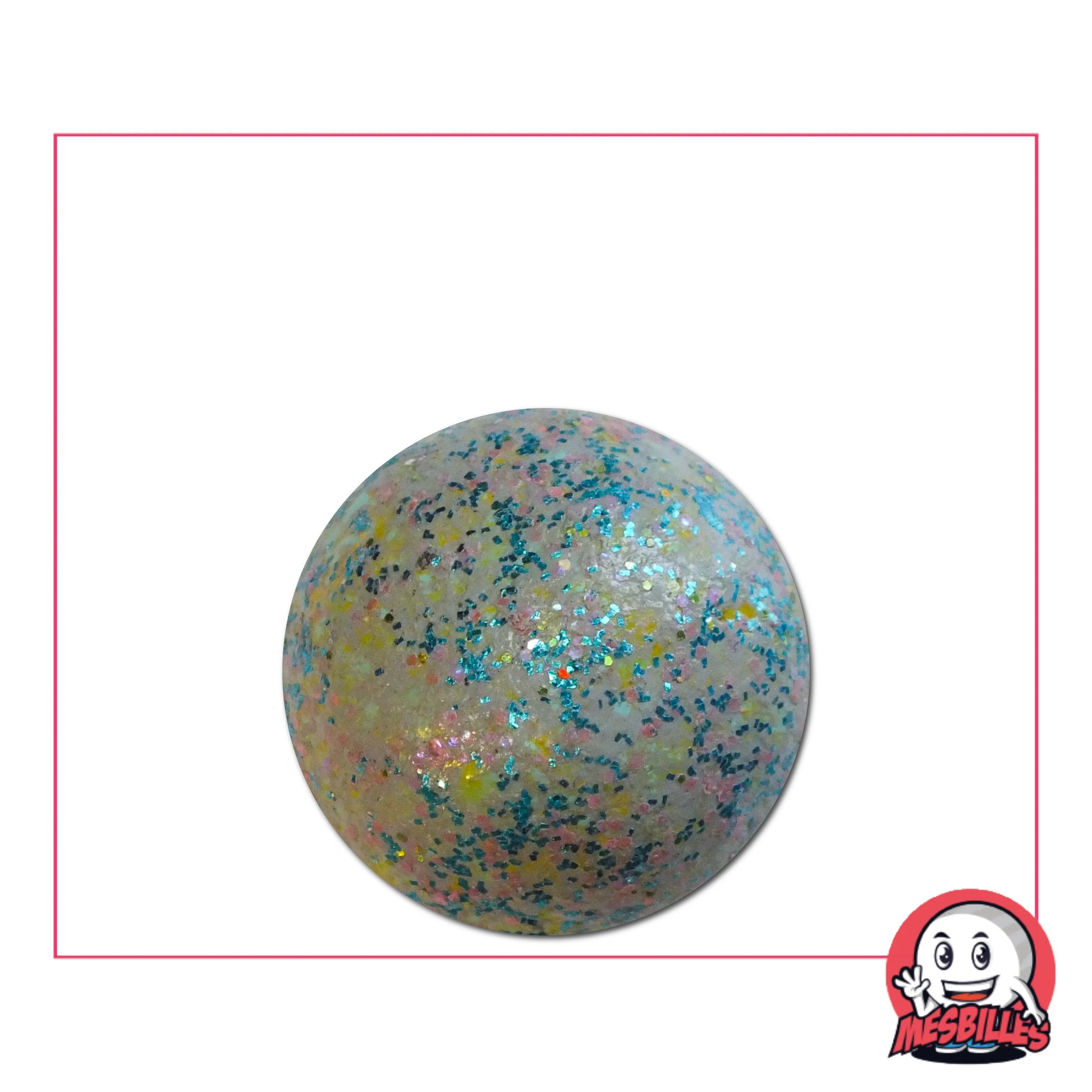 Bille en terre gris paillettes 22 mm, parsemée d’éclats multicolores et scintillants, idéale pour collection ou parties de billes traditionnelles