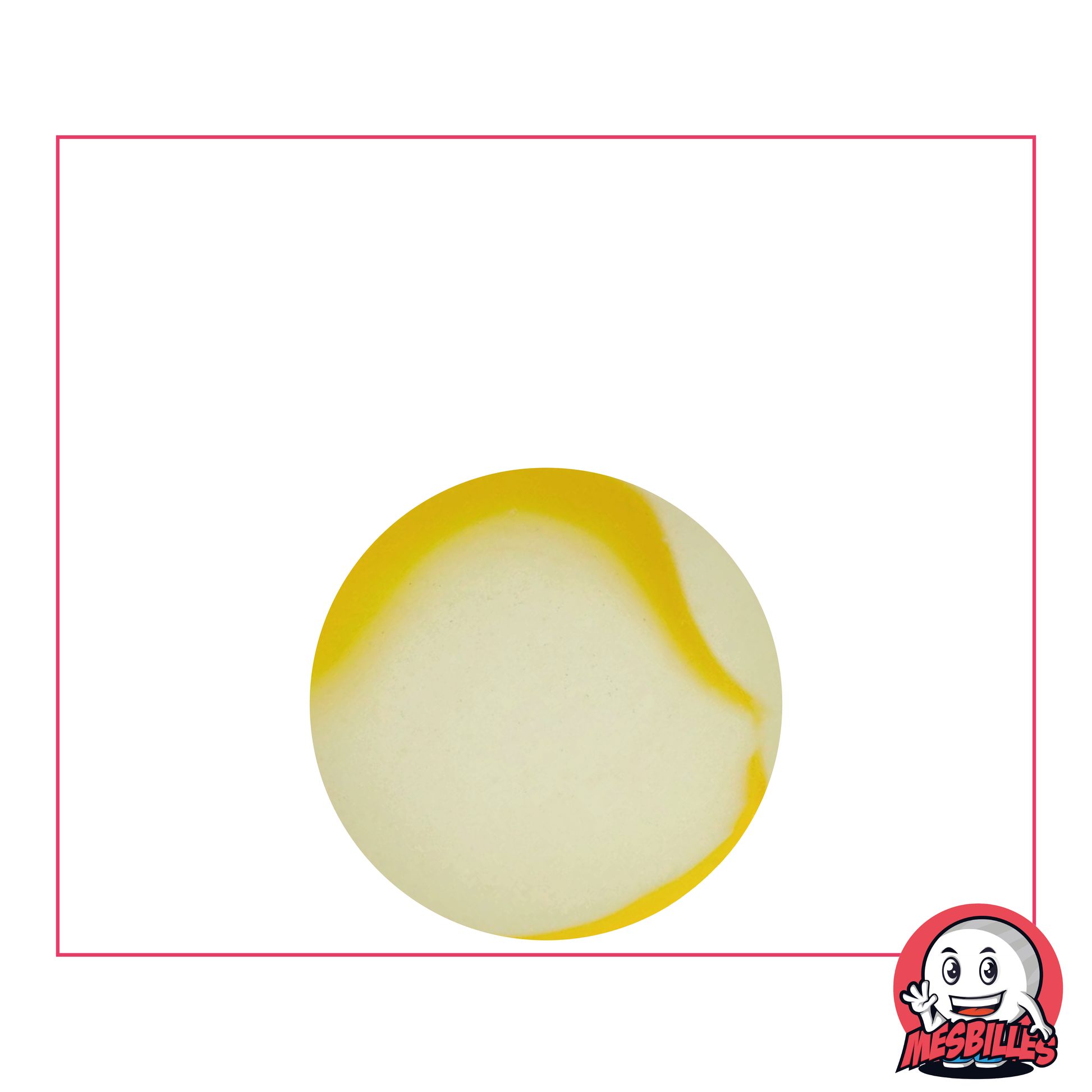 My-Glassmarbles - Frosted Glass Marble with Yellow Stripe 22 mm