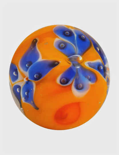 1 Marble Art Crown Flower Orange 16 mm